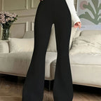 Women's black high-rise flared trousers