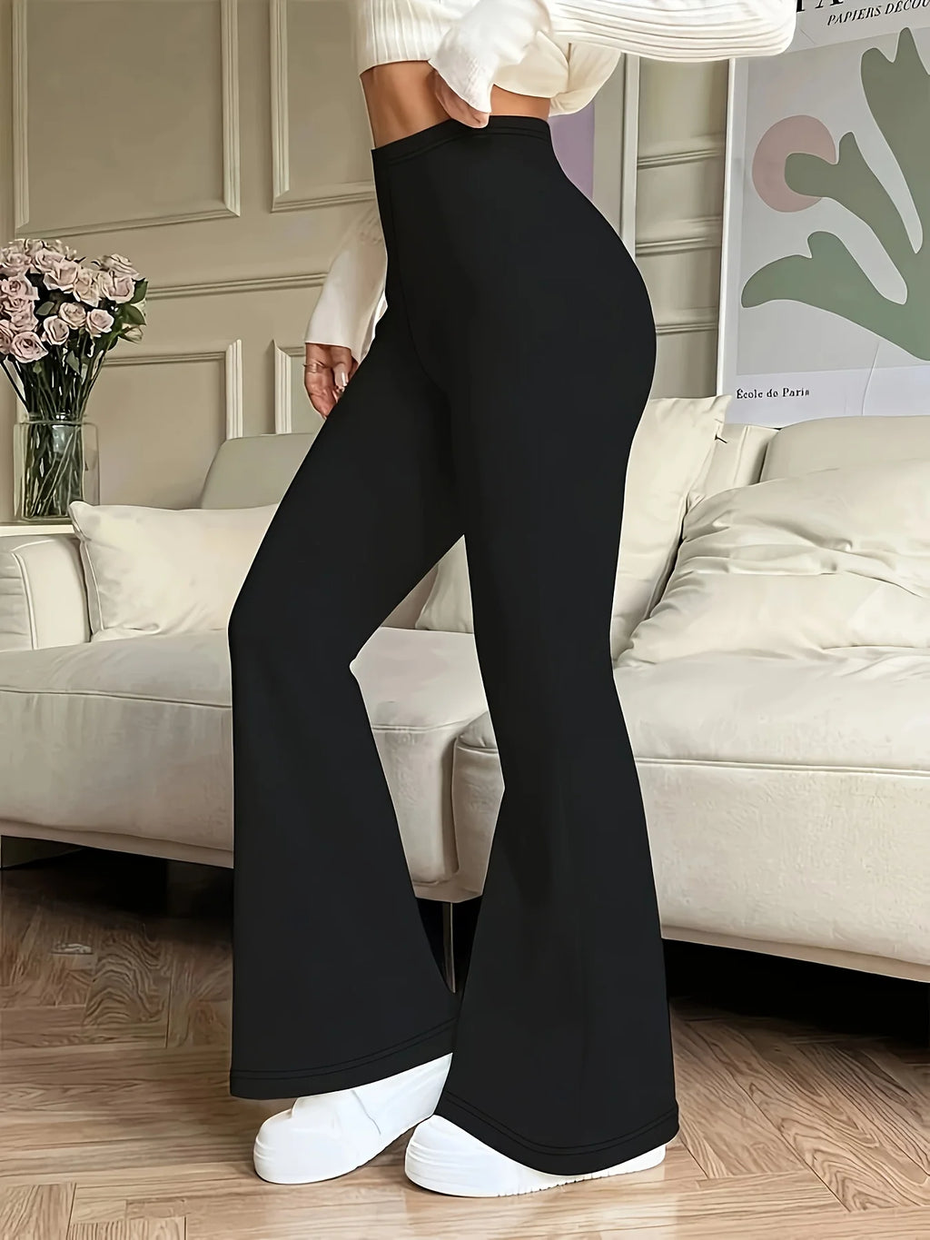 Women's black high-rise flared trousers