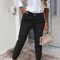 Women's black tailored slim-fit trousers