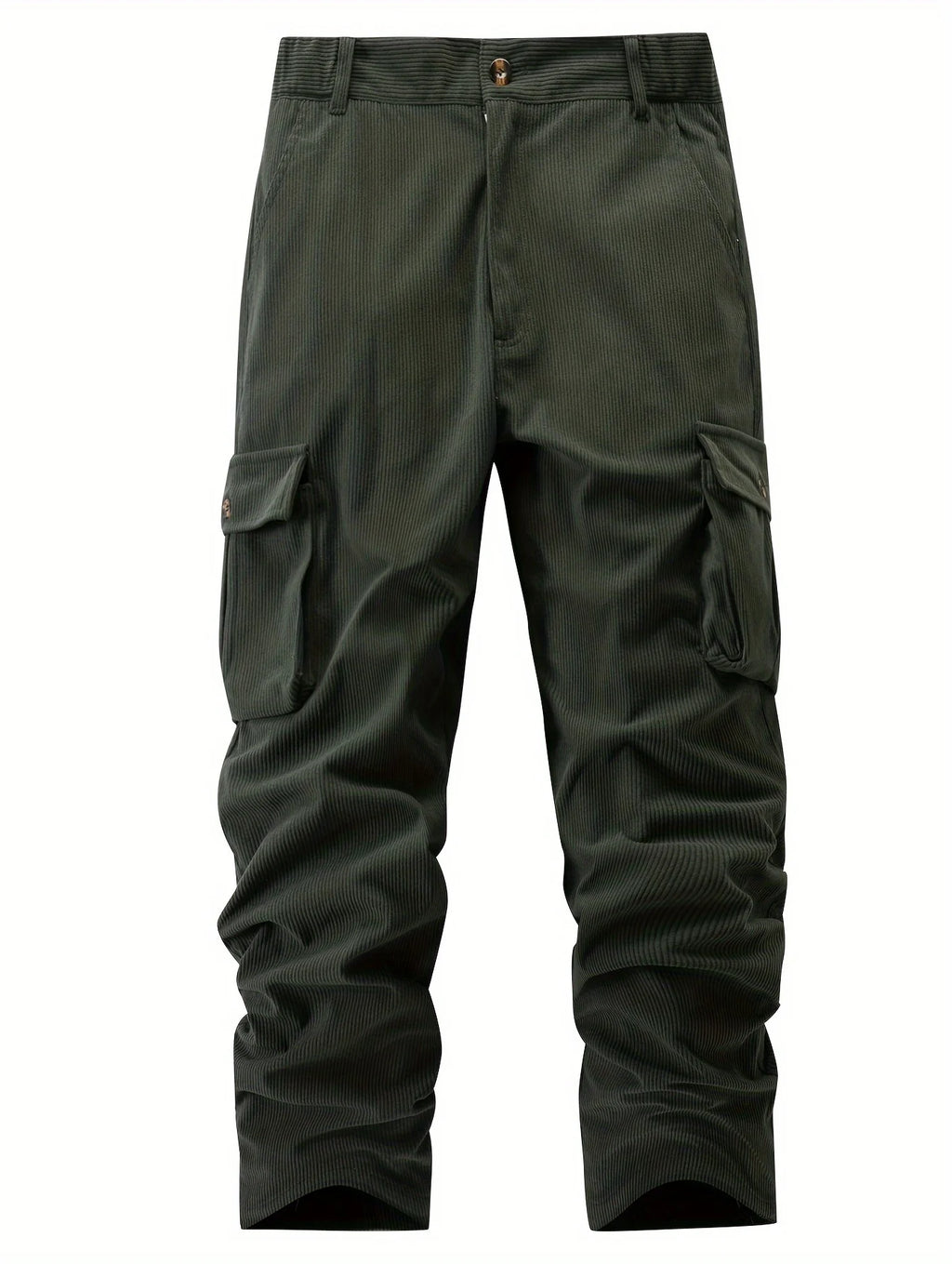 Men's fern green two-tone utility cargo trousers in autumn and winter