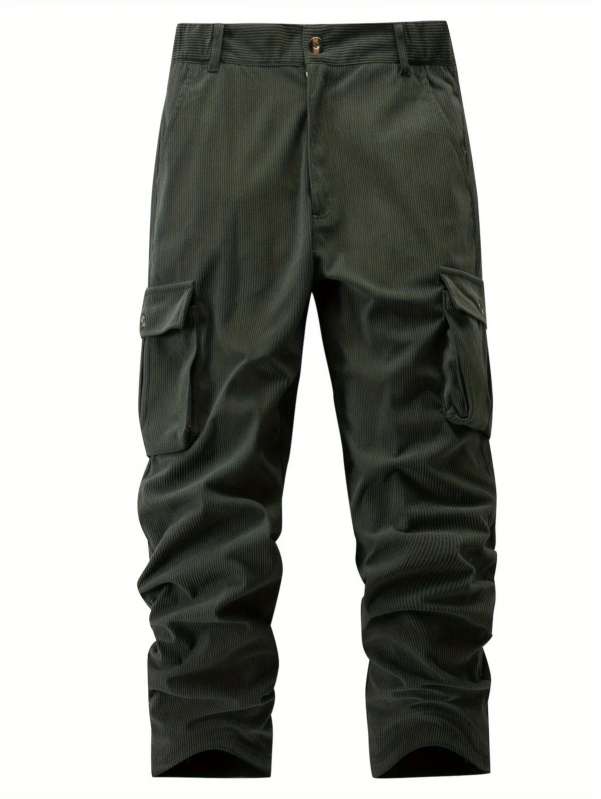 Men's fern green two-tone utility cargo trousers in autumn and winter