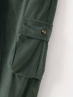 Men's fern green two-tone utility cargo trousers in autumn and winter