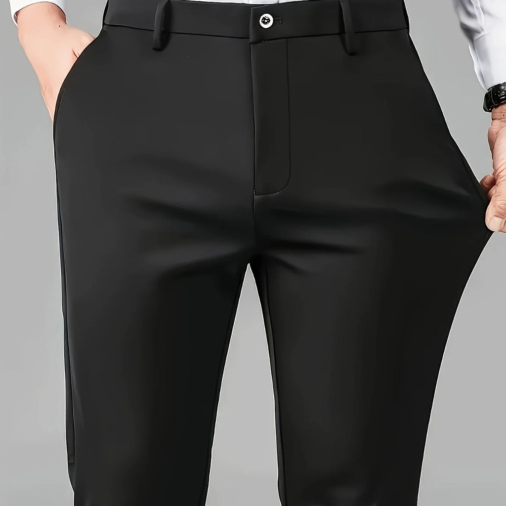 Men's space black modern straight-leg trousers