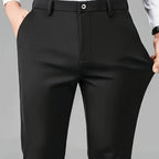 Men's space black modern straight-leg trousers