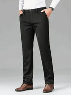 Men's dark grey modern straight-leg trousers