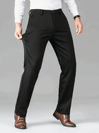 Men's space black modern straight-leg trousers