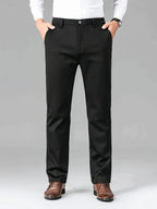 Men's dark grey modern straight-leg trousers