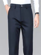 Men's navy modern straight-leg trousers