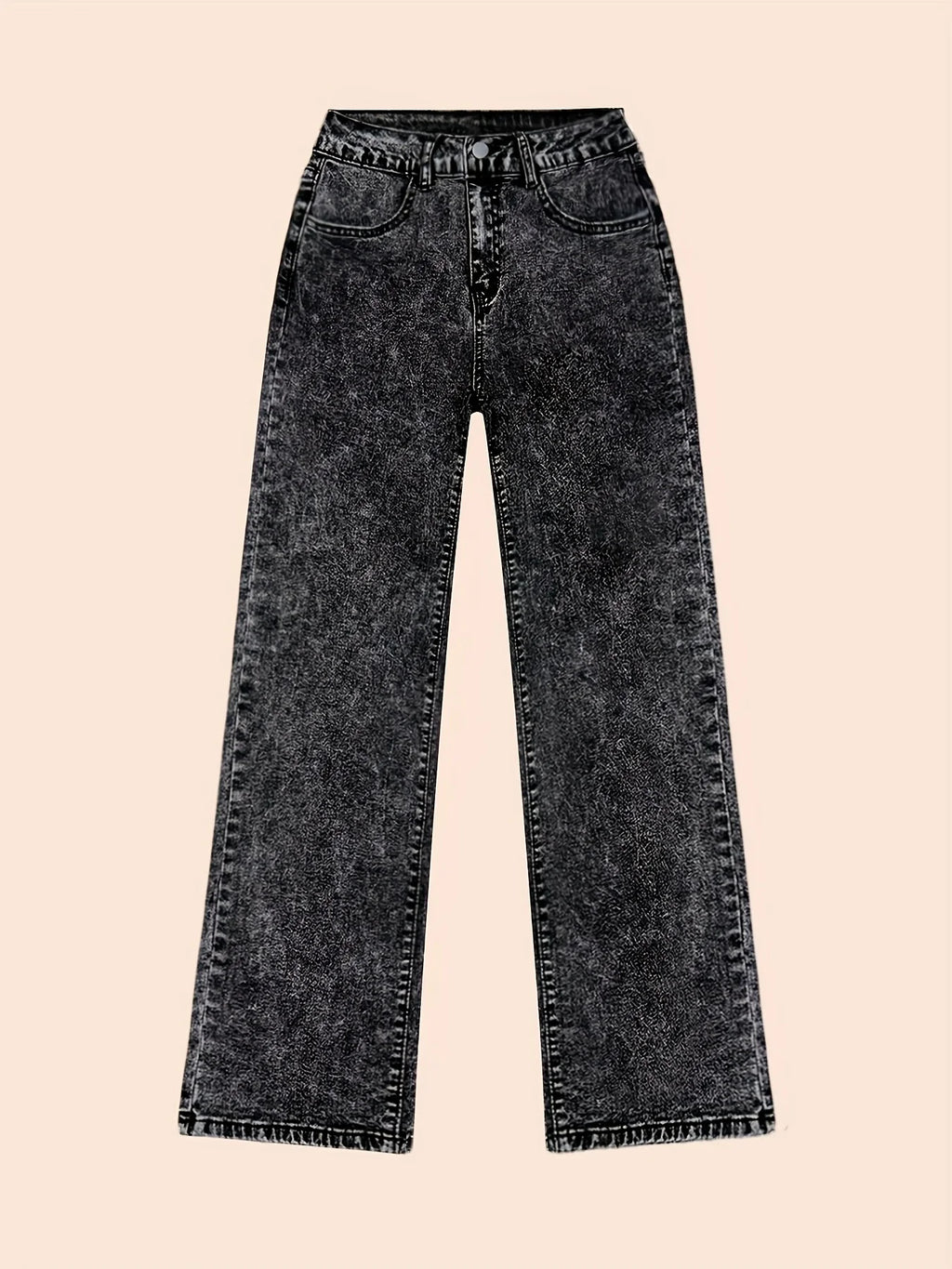 Women's black wide-leg straight jeans