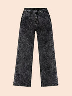 Women's black wide-leg straight jeans