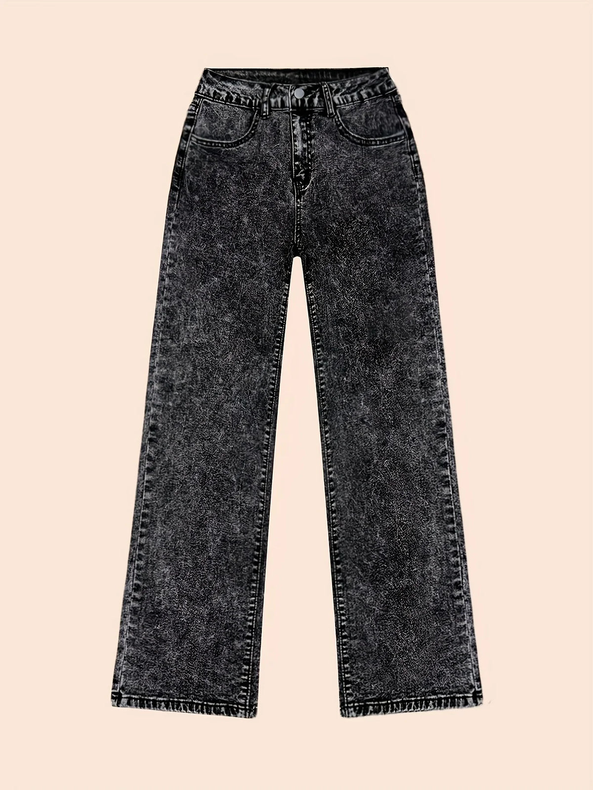 Women's black wide-leg straight jeans
