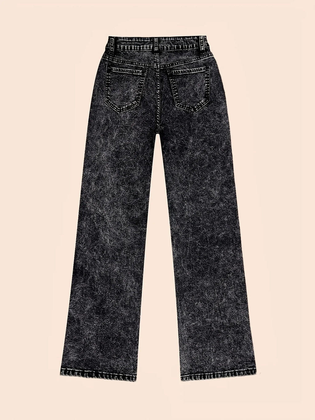 Women's black wide-leg straight jeans