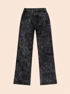 Women's black wide-leg straight jeans