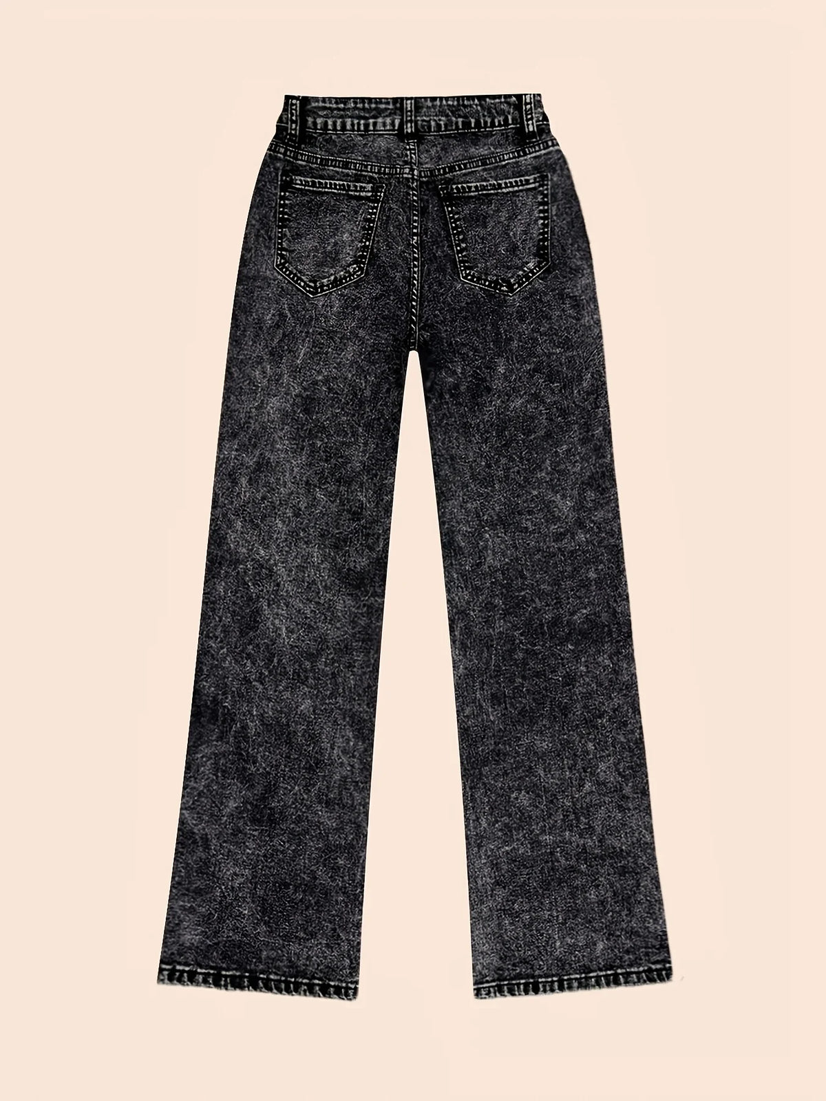 Women's black wide-leg straight jeans