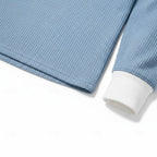 Men's light blue long sleeve henley top for the autumn and winter season