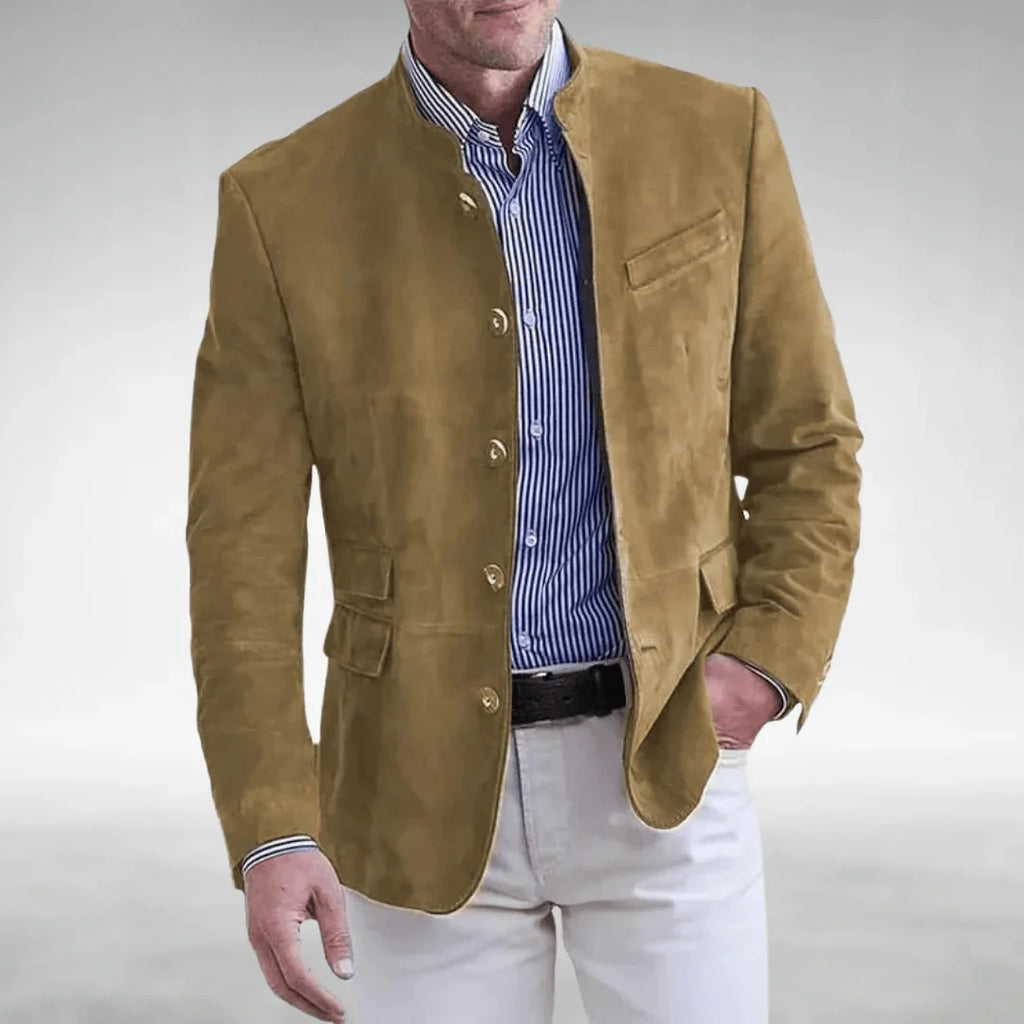 Men's brown brushed suede jacket for layering this autumn and winter