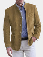 Men's brown brushed suede jacket for layering this autumn and winter