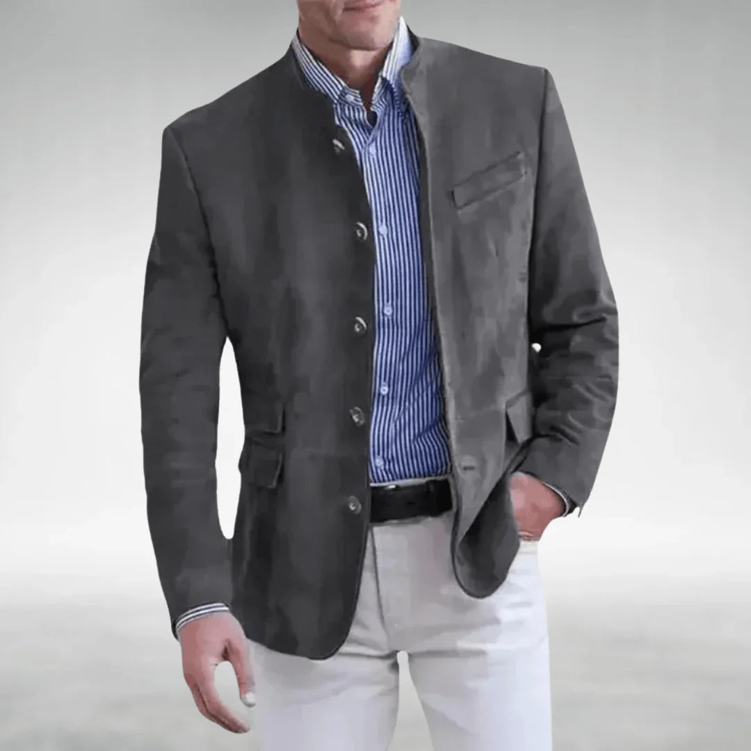 Men's grey brushed suede jacket for layering this autumn and winter