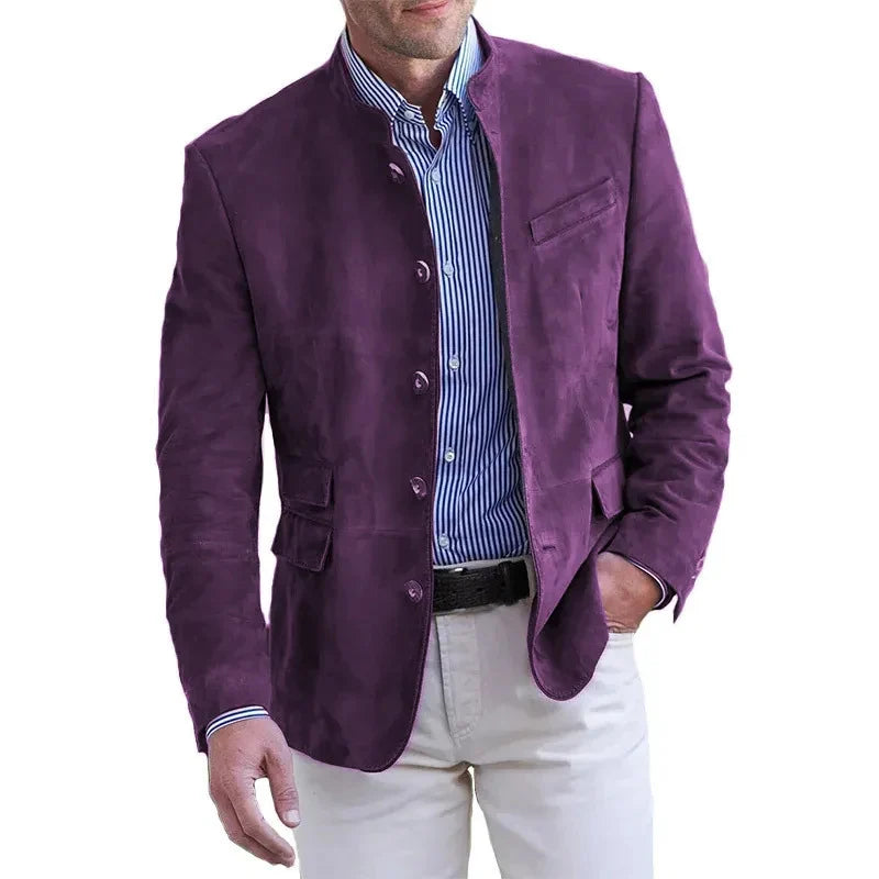 Men's purple brushed suede jacket for layering this autumn and winter