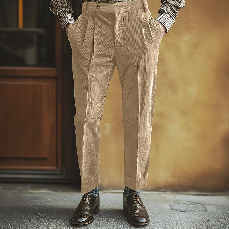 Men's light khaki pleated gurkha trousers