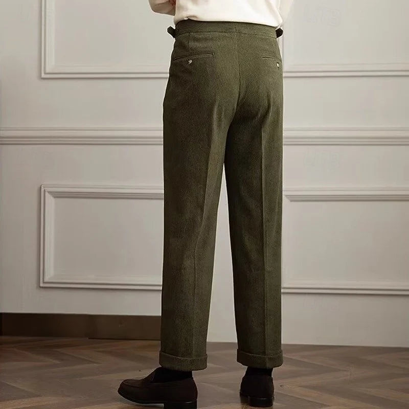 Men's green pleated gurkha trousers