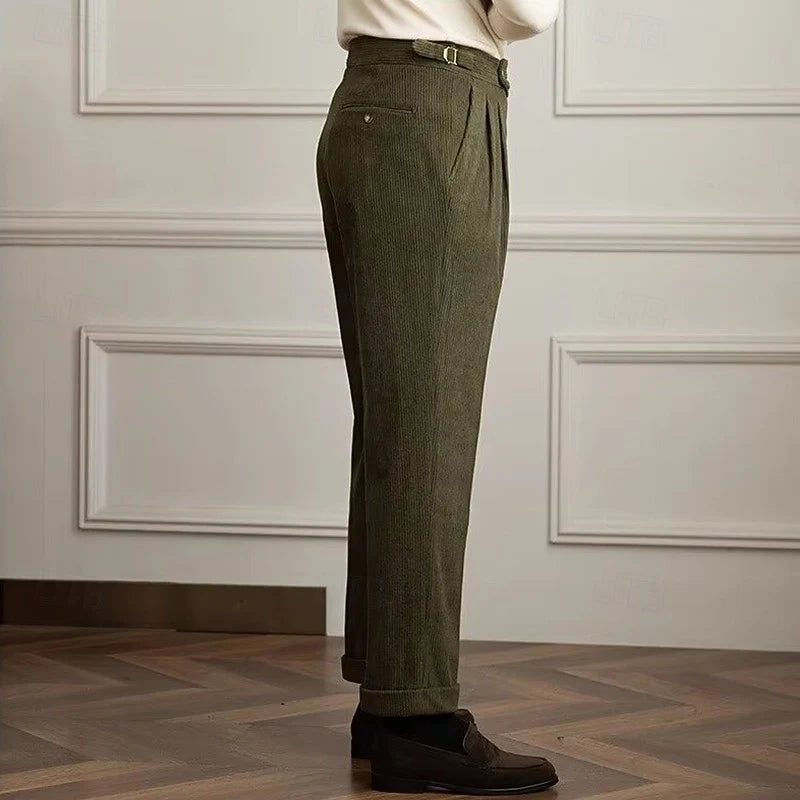 Men's light khaki pleated gurkha trousers