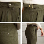 Men's coffee pleated gurkha trousers