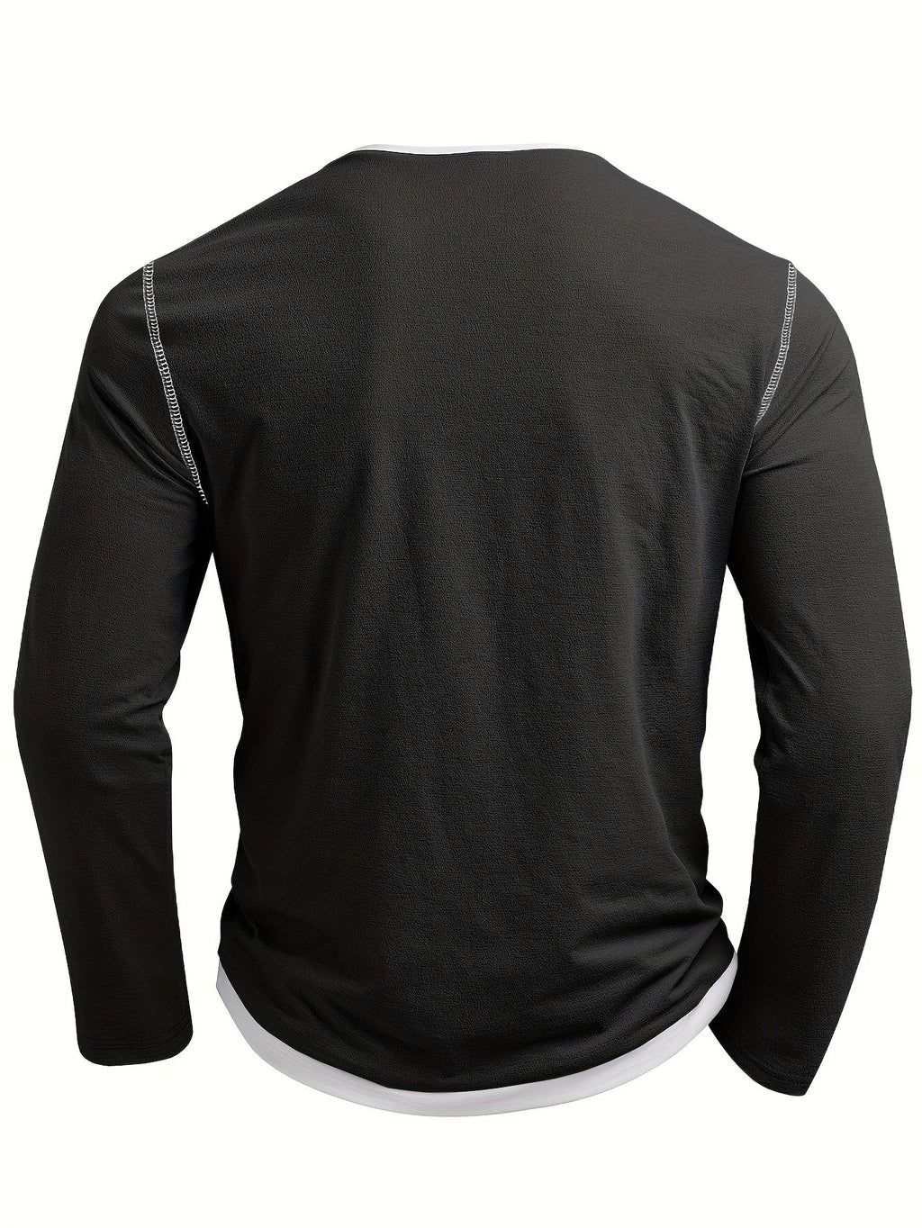 Men's black contrast-stitch henley shirt