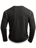 Men's black contrast-stitch henley shirt