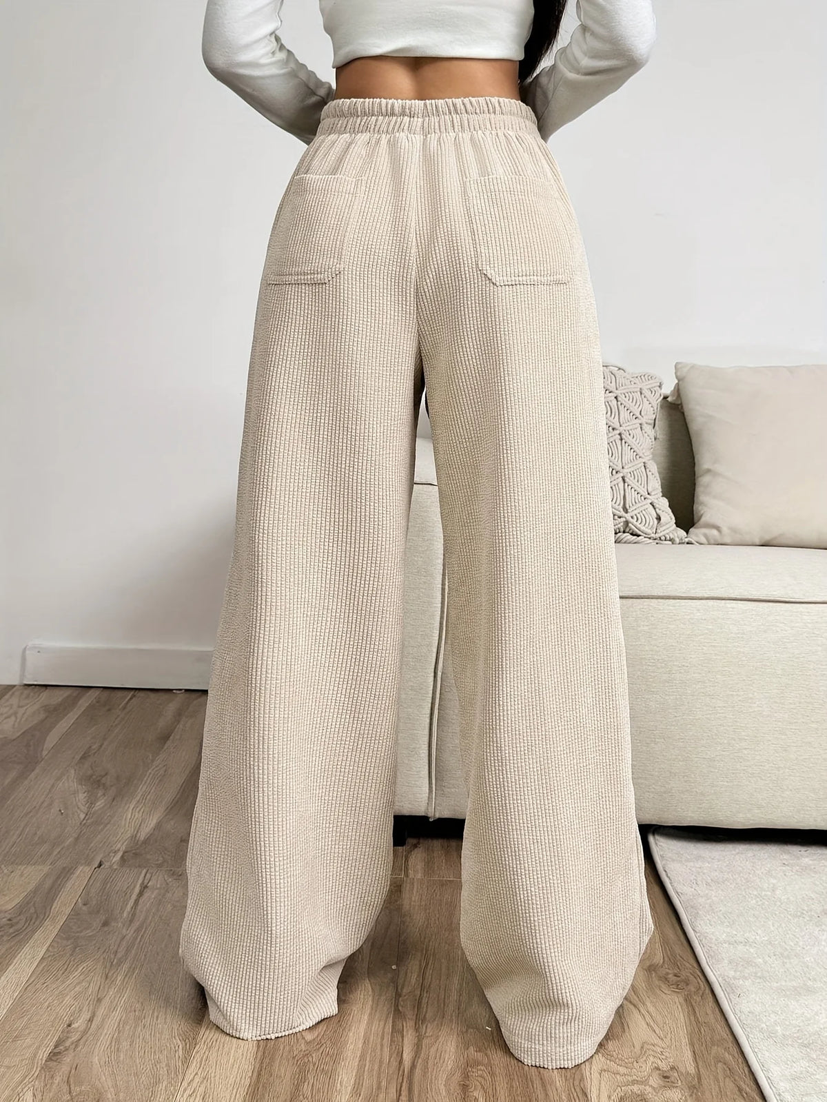 Women's apricot easy wide-leg trousers