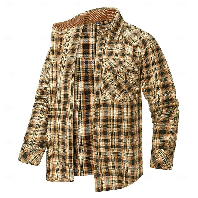 Men's grey rugged checked overshirt