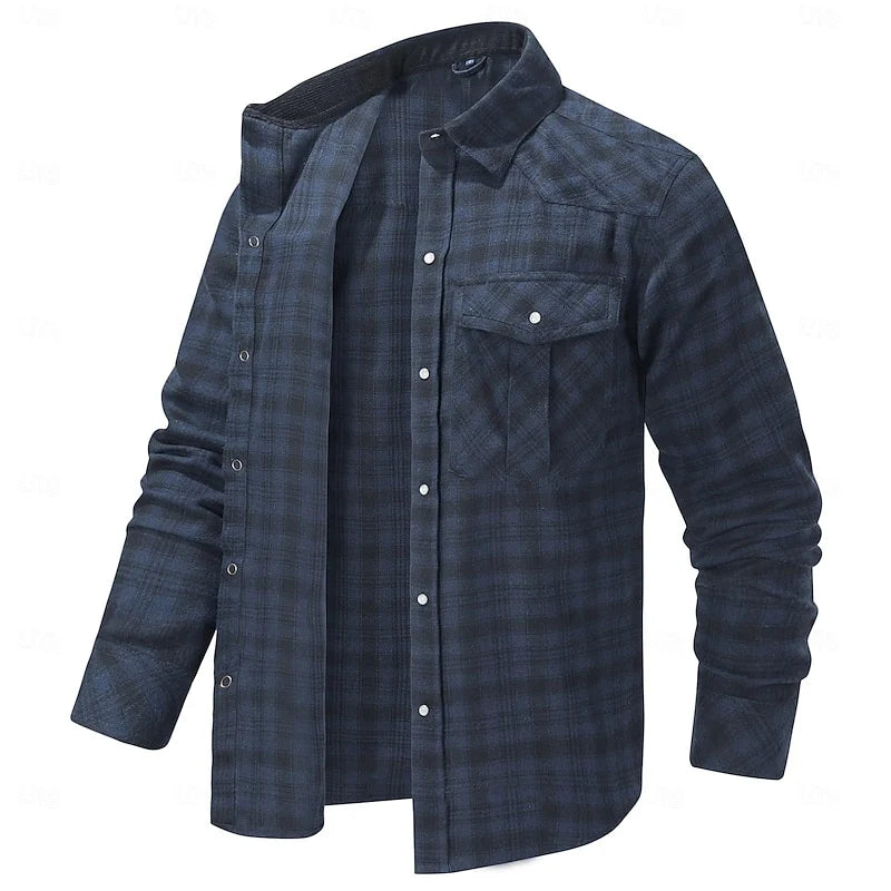 Men's green rugged checked overshirt