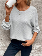 Women's fern green relaxed waffle knit jumper