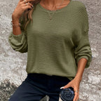 Women's fern green relaxed waffle knit jumper