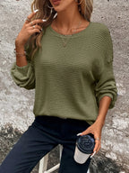 Women's light grey relaxed waffle knit jumper