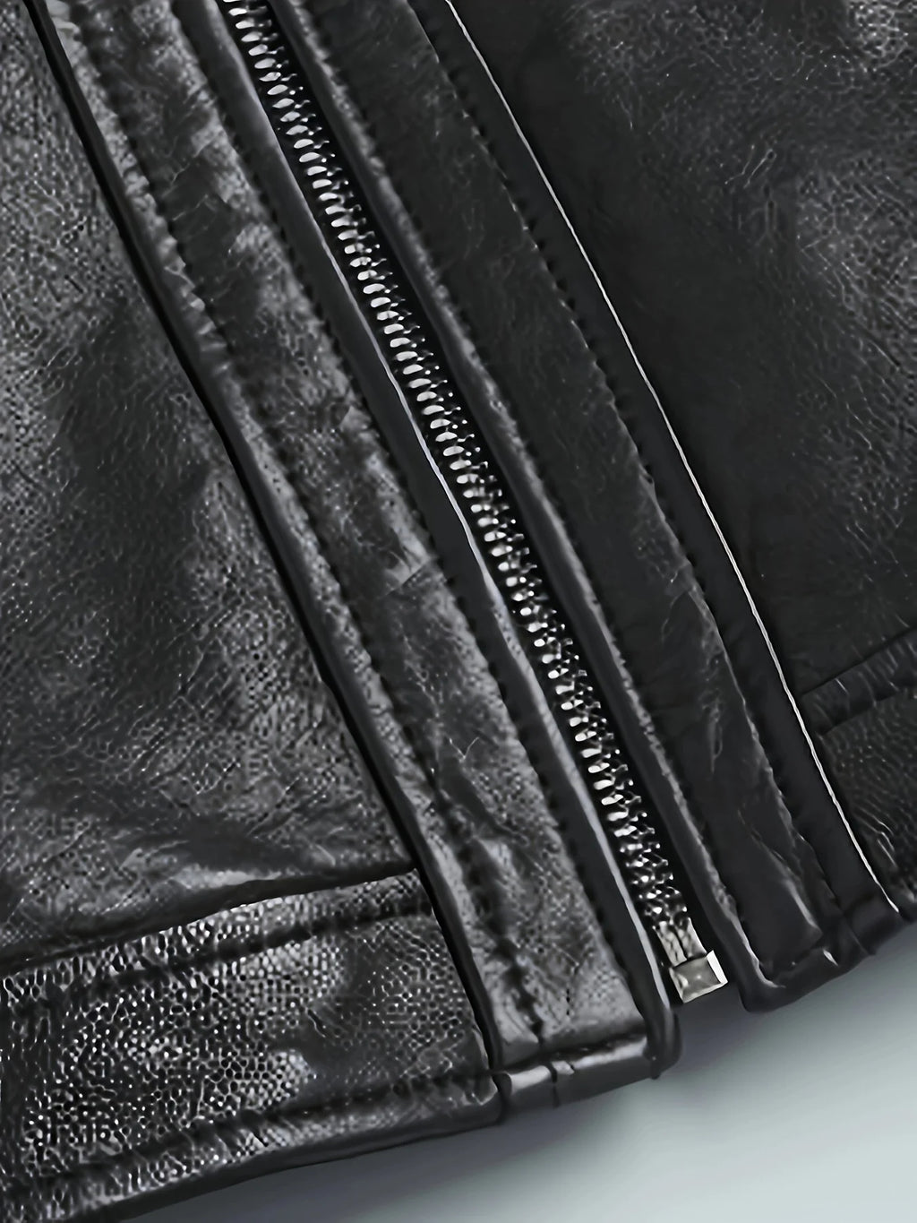 Men's black cropped classic stand-collar moto jacket for the season