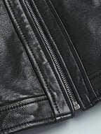 Men's black cropped classic stand-collar moto jacket for the season