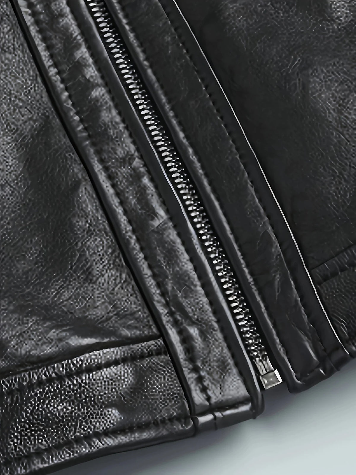 Men's black cropped classic stand-collar moto jacket for the season