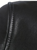Men's coffee brown cropped classic stand-collar moto jacket for the season