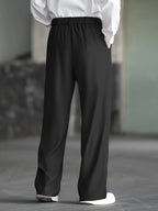 Men's black relaxed wide-leg trousers for autumn and winter layering