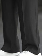 Men's black relaxed wide-leg trousers for autumn and winter layering