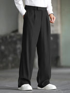 Men's black relaxed wide-leg trousers for autumn and winter layering