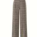 Women's khaki tailored wide-leg trousers