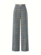 Women's malachite green tailored wide-leg trousers