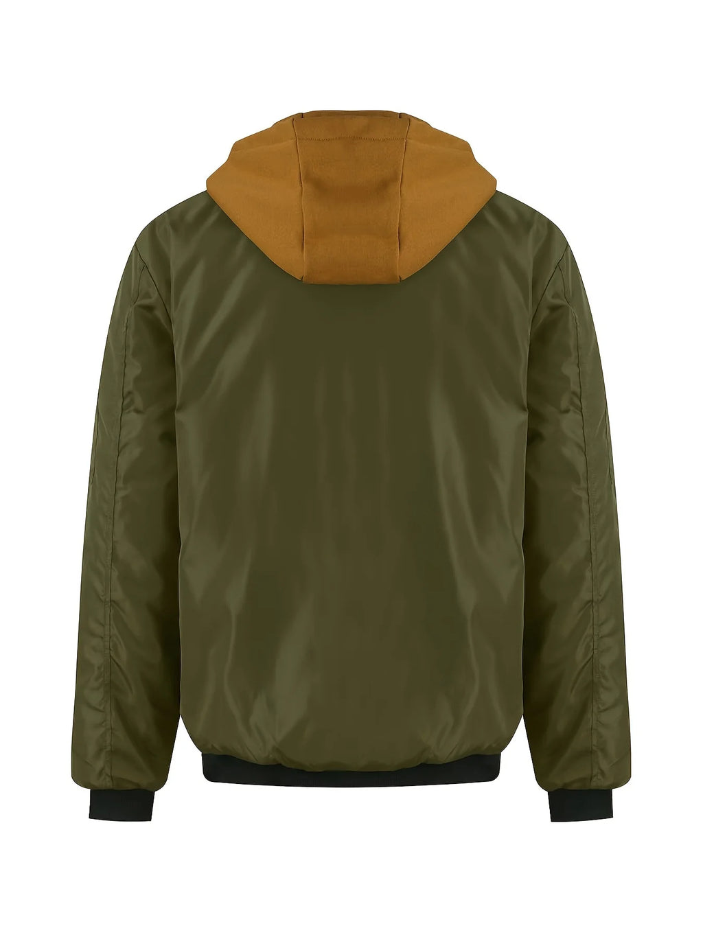 Men's military green hooded zip-up jacket for everyday autumn and winter wear