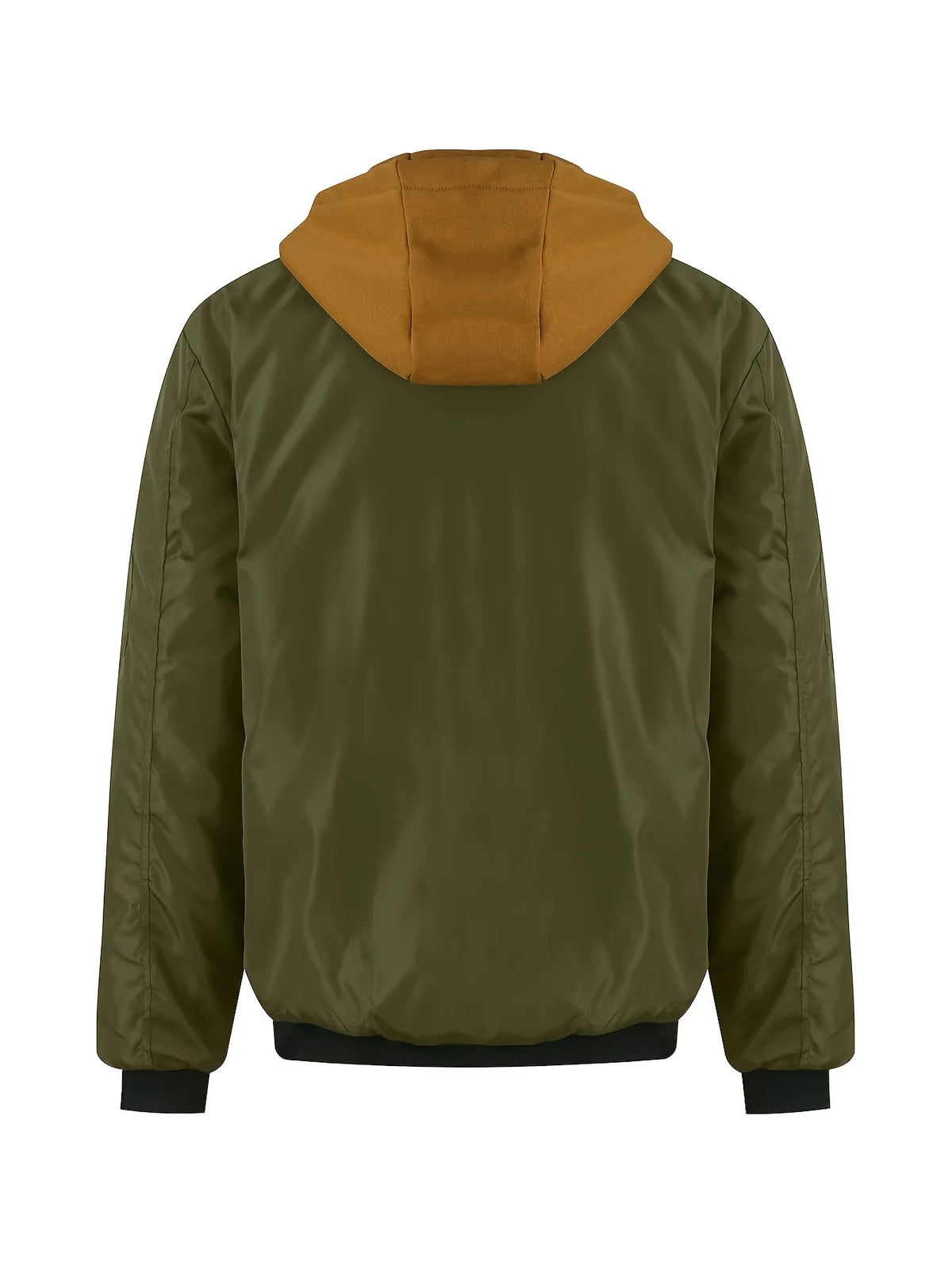 Men's military green hooded zip-up jacket for everyday autumn and winter wear
