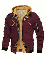 Men's black hooded zip-up jacket for everyday autumn and winter wear