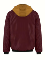 Men's black hooded zip-up jacket for everyday autumn and winter wear