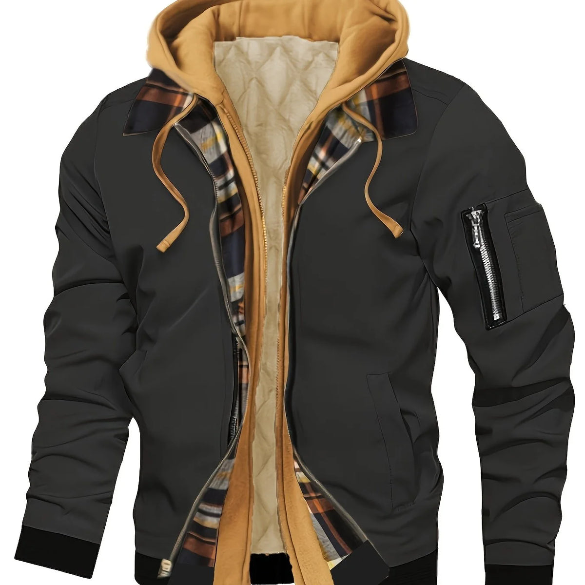 Men's navy hooded zip-up jacket for everyday autumn and winter wear