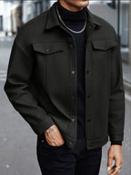 Men's black regular fit everyday jacket for autumn and winter wear